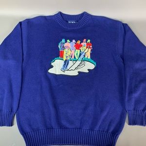 Vintage Pivot Sportswear Colorful Golf Cotton Sweater Size Large